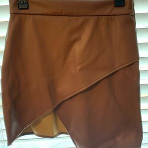 Brown faux leather skirt